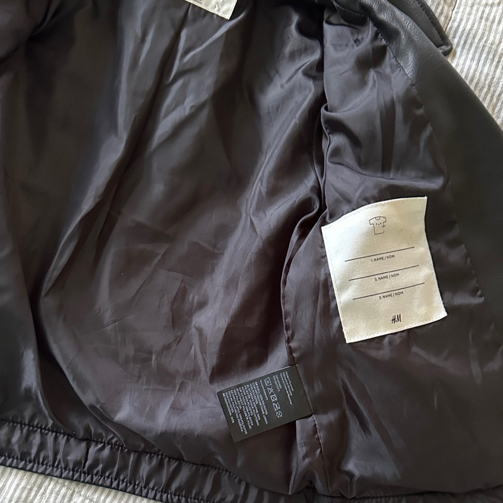 H&M Black Faux Leather Biker Jacket with Silver Hardware - Picture 4 of 8